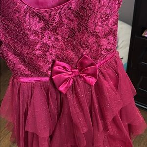 Pink Lace and Tulle Dress with Bow